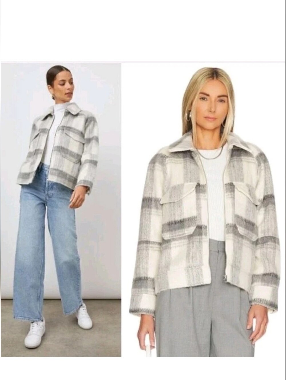 Rails Cheyenne Snow Grey Jacket Plaid Zip Up Size XS  Retails $265